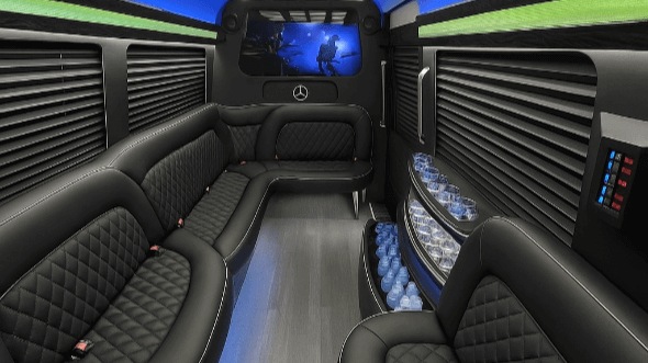 Interior of Eden Prairie Party Bus Company's 14 Passenger Sprinter Limousine in Eden Prairie