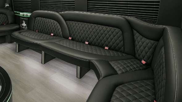 Interior of Maplewood Party Bus Company's 14 Passenger Sprinter Limousine in Maplewood