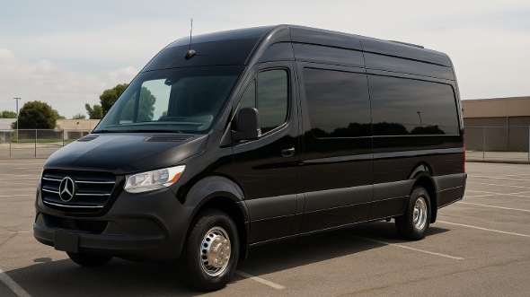 Exterior of Minnetonka Party Bus Company's 14 Passenger Sprinter Limousine in Minnetonka