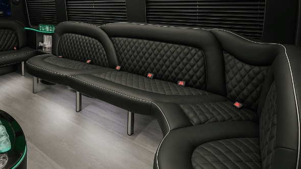 Interior of Burnsville Party Bus Company's 15 Passenger Party Bus in Burnsville