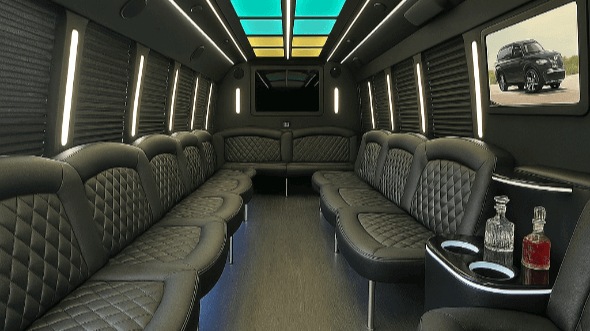 Interior of Plymouth Party Bus Company's 20 Passenger Party Bus in Plymouth