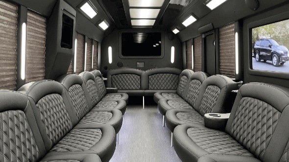 Interior of Plymouth Party Bus Company's 28 Passenger Party Bus in Plymouth