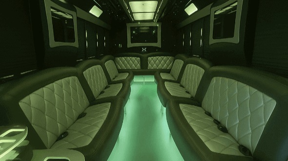 Interior of Rochester Party Bus Company's 28 Passenger Party Bus in Rochester