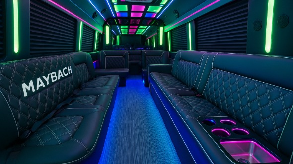 Interior of Mankato Party Bus Company's 30 Passenger Party Bus in Mankato