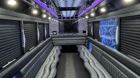 Interior of Plymouth Party Bus Company's 30 Passenger Party Bus in Plymouth
