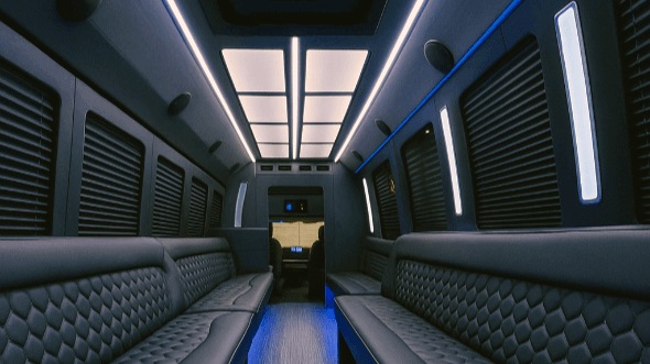 Interior of Plymouth Party Bus Company's 40 Passenger Party Bus in Plymouth