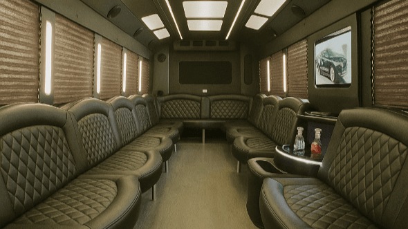 Interior of Woodbury Party Bus Company's 40 Passenger Party Bus in Woodbury