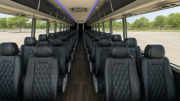 Interior of Minnesota Party Bus Company's 46 Passenger Charter Bus in Minnesota