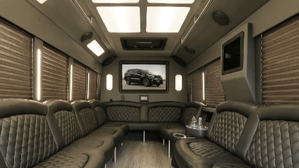 Interior of St. Louis Park Party Bus Company's 50 Passenger Party Bus in St. Louis Park