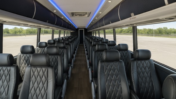 Interior of Minnesota Party Bus Company's 51 Passenger Charter Bus in Minnesota